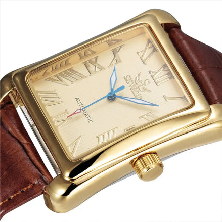 SEWOR Top Brand Luxury Men Watches Gold Rectangle Automatic Mechanical Watches for Men Classic Man Watches Relogio Masculino