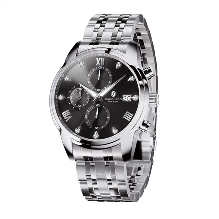 Luxury Men'S Watch Stainless Steel Watch Calendar Waterproof Clock 5ATM Men'S Watch High-End Gift Box Clock