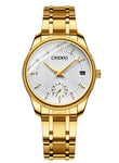 Fashion Couple Golden Watches Casual Men and Women Quartz Watch Stainless Steel Luminous Calendar Waterproof Wristwatch
