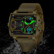 2024 Men Watch Gold Quartz Led Clock Men Watch Sport Waterproof Wrist Watch Male Military Digital Watches Man Relogio Masculino