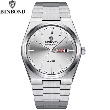 Fashion New Men Business Watch Leisure Quartz Stainless Steel Buckle Watches Waterproof Luminous Calendar Men'S Watches