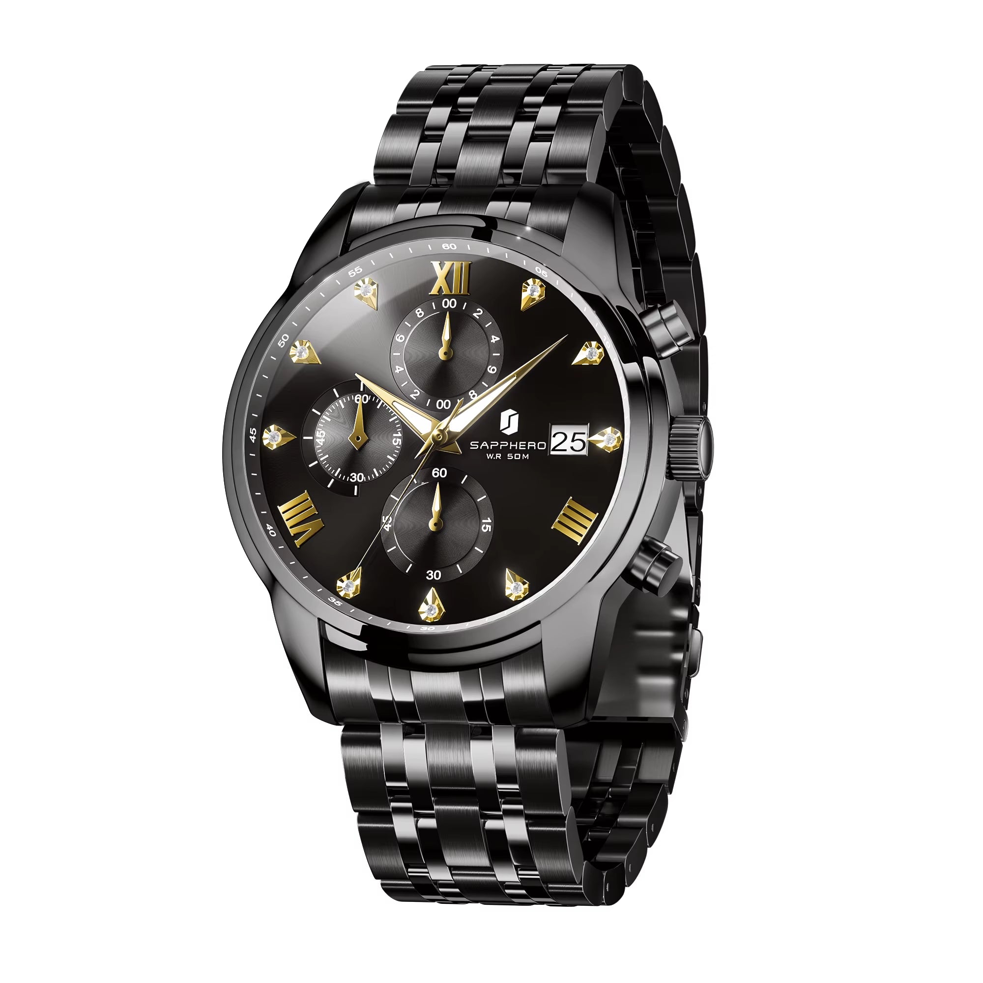 Luxury Men'S Watch Stainless Steel Watch Calendar Waterproof Clock 5ATM Men'S Watch High-End Gift Box Clock