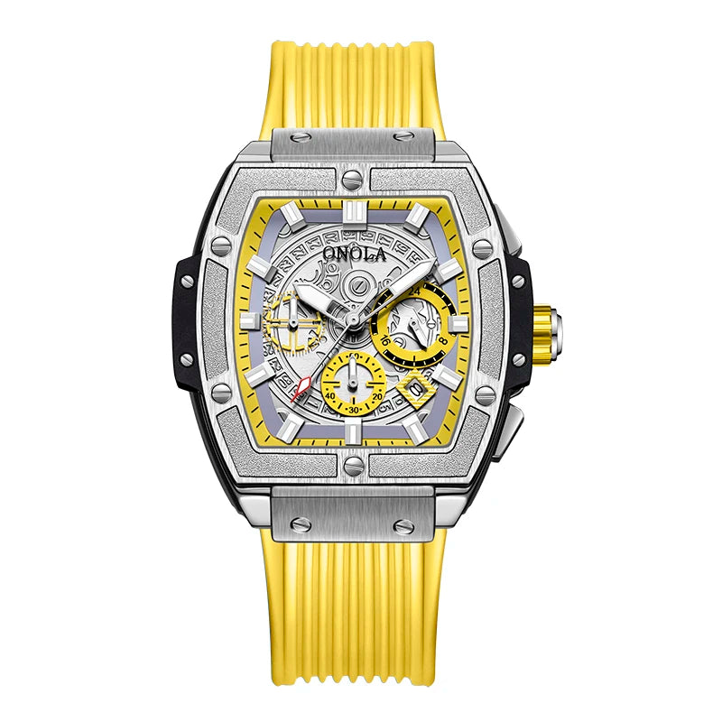 Tonneau Square Big Quartz Watch Man Lumious Chronograph Wristwatch Fashion Casual Style Luxury Man Watch Relogio Masculino