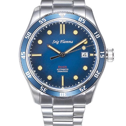 Vintage Diver Watch Men Automatic Mechanical Wristwatches 42Mm Sports Watch Retro Style NH35 Movement Luminous Clock Seig Flamma
